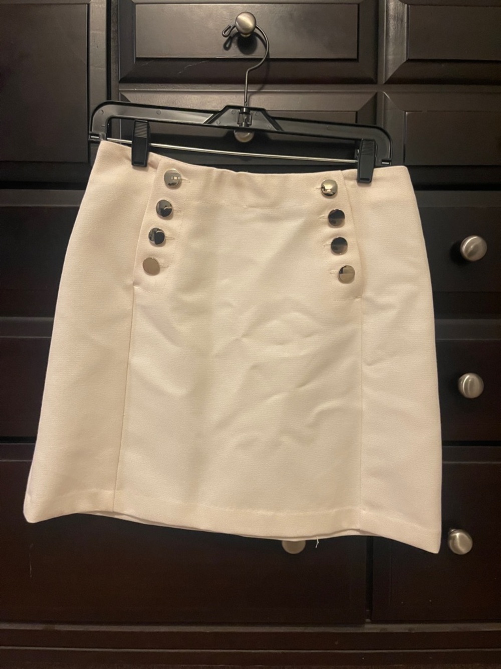 H&M Cream Mini Skirt with Decorative Buttons